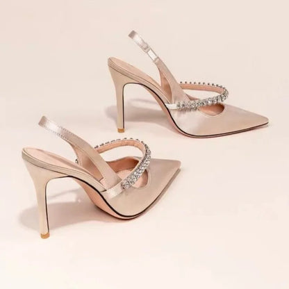 Brand Luxury Crystal High Heels Women's Sandals Pointed Toe Elegant Heeled Shoes Woman Sexy Summer Pumps Sandals Zapatos Mujer