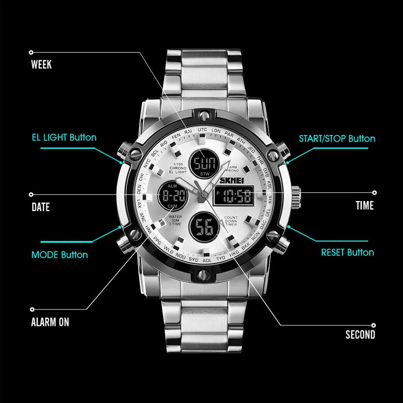 SKMEI 1389 Fashion Luxury Business Mens Watch Waterproof Sport Digital Men's Wristwatch Bracelet Clock Reloj Relogio Masculino