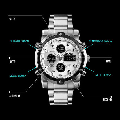 SKMEI 1389 Fashion Luxury Business Mens Watch Waterproof Sport Digital Men's Wristwatch Bracelet Clock Reloj Relogio Masculino