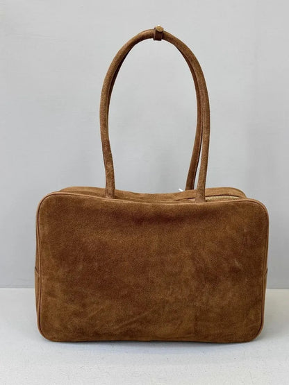 Autumn Winter Retro Suede Cowskin Tote Handbag Women Large Capacity Genuine Leather Armpit Bags Office Lady Single Shoulder Bag