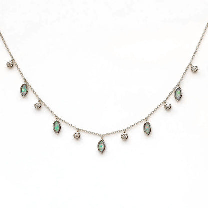 DPLAOPA 925 Sterling Silver Gold Opals Pearl Charm Pendant Crystal Long Choker Necklace 2024 Women Luxury Fine Jewelry