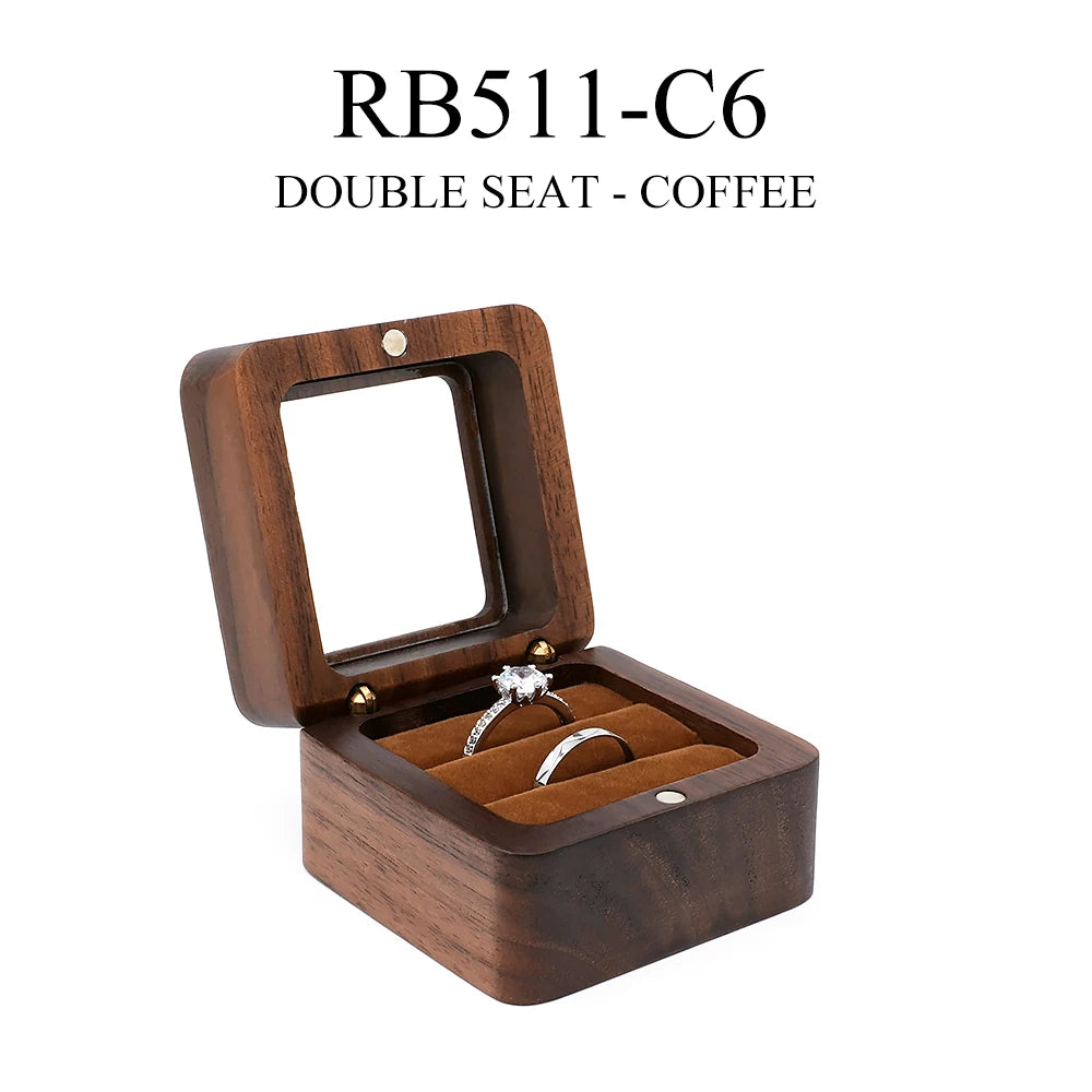Real Walnut Wood Jewellery Box Wholesale Pendant Necklace Ring earring Gift Display Packaging Case with Velvet Interior
