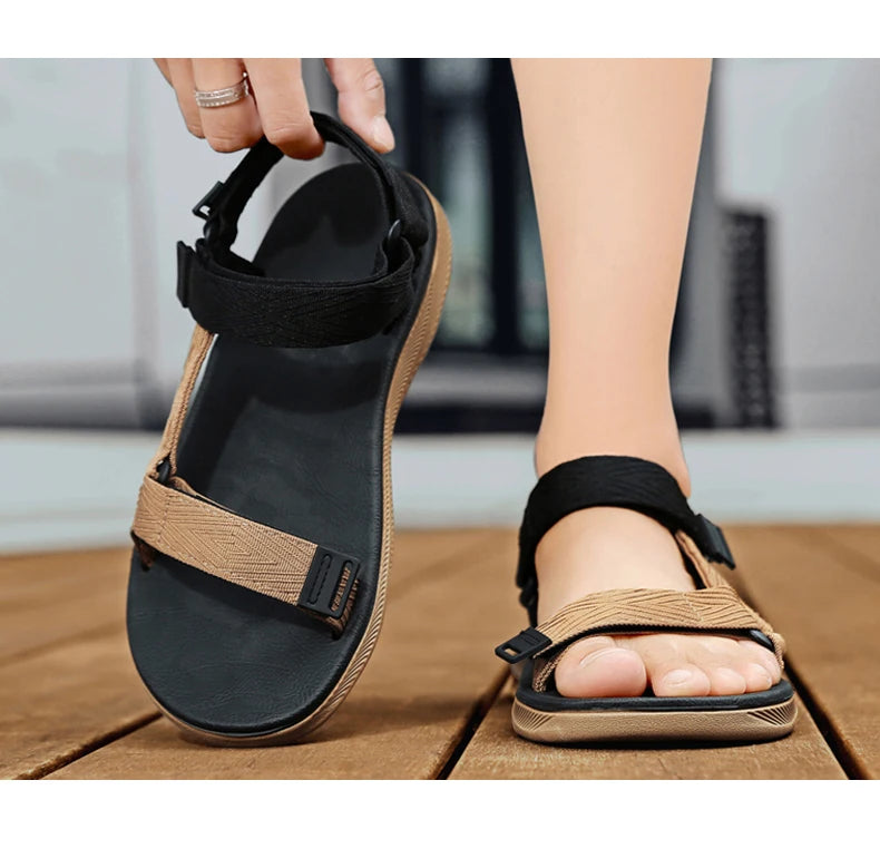 Summer Outdoor Wadable Sandals Man Arch Support Yoga Mat Insole Gladiator Open Beach Slippers Antiskid Durable Flat Men Shoe