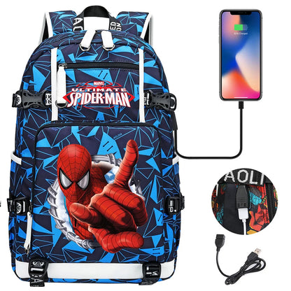 Superhero Spiderman School Backpack Travel Bags Large Waterproof Multifunction USB Charging Backpacks Travel Sport Duffel Bag