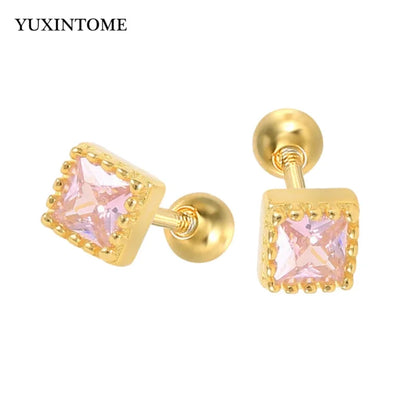YUXINTOME Small 925 Sterling Silver Ear Needle C-Shaped Cartilage Piercing Stud Earrings For Women cartilage perforation Jewelry