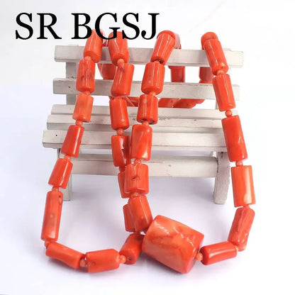 10-14mm Women Jewelry Trendy Orange Long Sweater Pendant Genuine Natural Coral Necklace 38inch