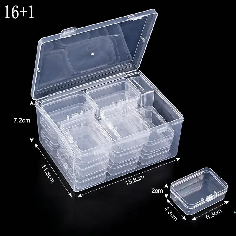 Small Bead Organizer Cases Plastic Organizer Box Mini Clear Bead Storage Container Box with Hinged Lid for DIY Jewelry Supply