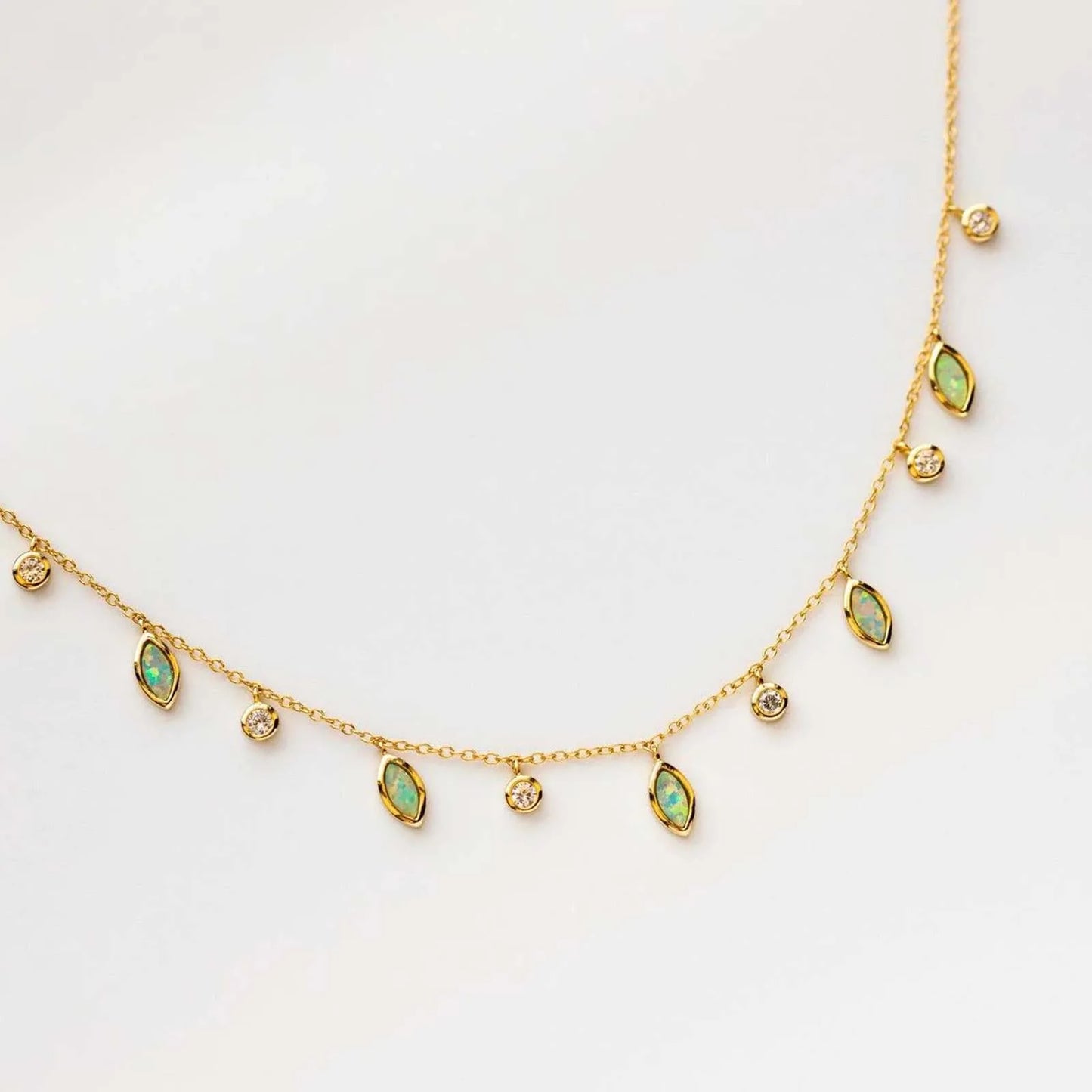 DPLAOPA 925 Sterling Silver Gold Opals Pearl Charm Pendant Crystal Long Choker Necklace 2024 Women Luxury Fine Jewelry