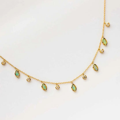 DPLAOPA 925 Sterling Silver Gold Opals Pearl Charm Pendant Crystal Long Choker Necklace 2024 Women Luxury Fine Jewelry