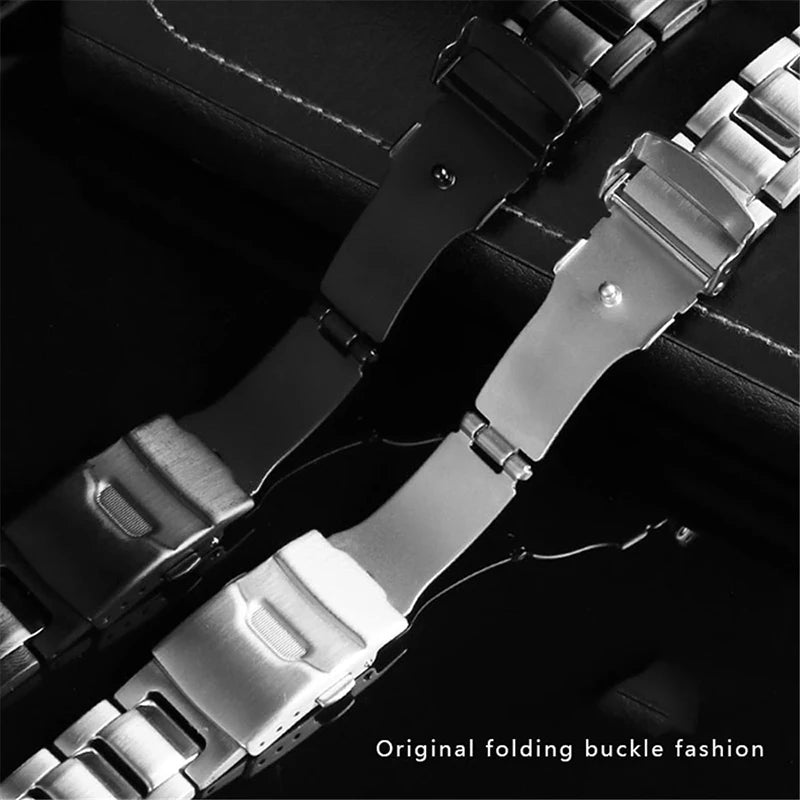 For Casio G-Shock MTG-B1000 Stainless Steel Watch Band Solid Metal Bulge Watch Strap Men Replacement Bracelet Accessories Silver