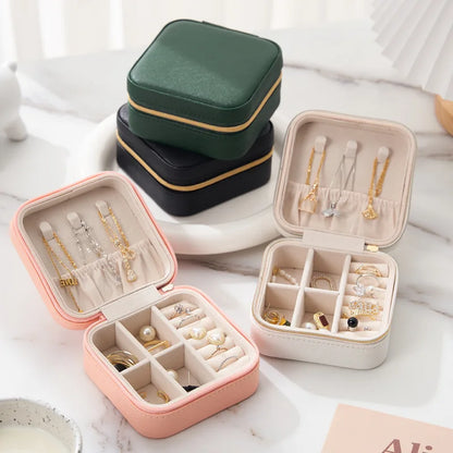 Portable Jewelry Box Jewelry Organizer Display Travel Jewelry Case Boxes Jewelry Leather Storage Zipper Jewelers Jewelry Box