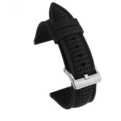 Universal Breathable Silicone Sports Band For 18mm 20mm 22mm 24mm Rubber Strap For T-issot O-mega Accessories Silver Buckle