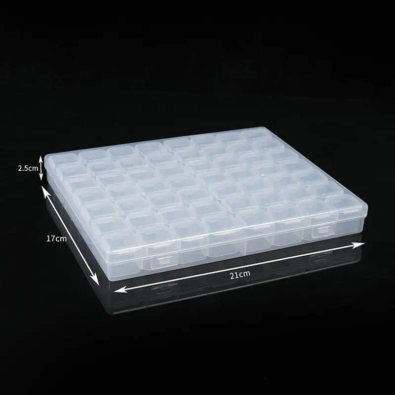 1Pcs 56 Grids Diamond Art Bead Organizer Box Compact & Portable Clear Plastic Case for Jewelry & Gems Storage and Organizing