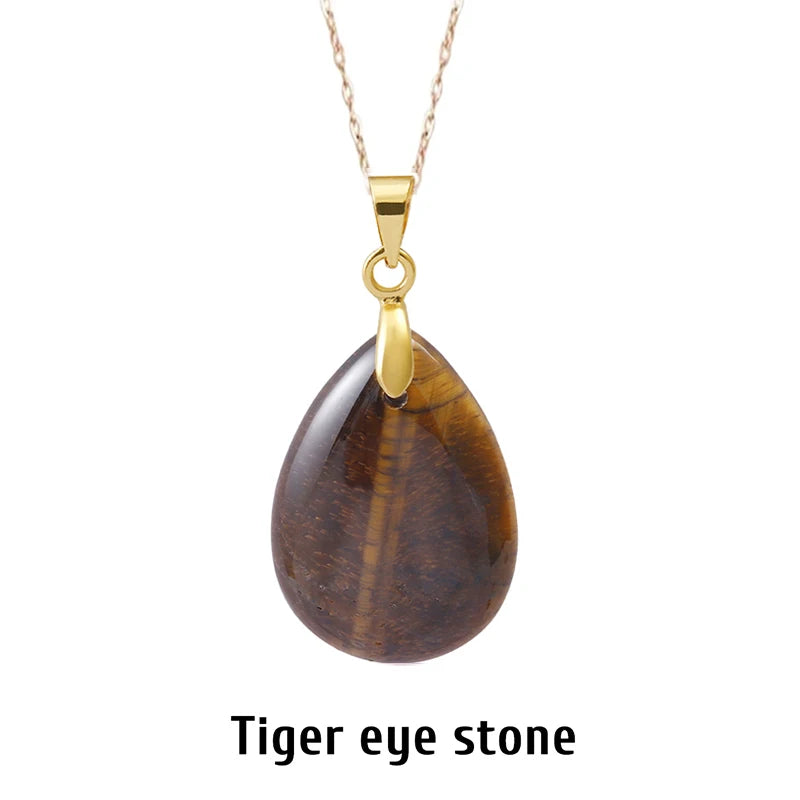 Natural Stone Crystal Pendant Teardrop Fashion Necklace For Diy Necklace Earrings Making Jewelry Christmas Friendship Gift