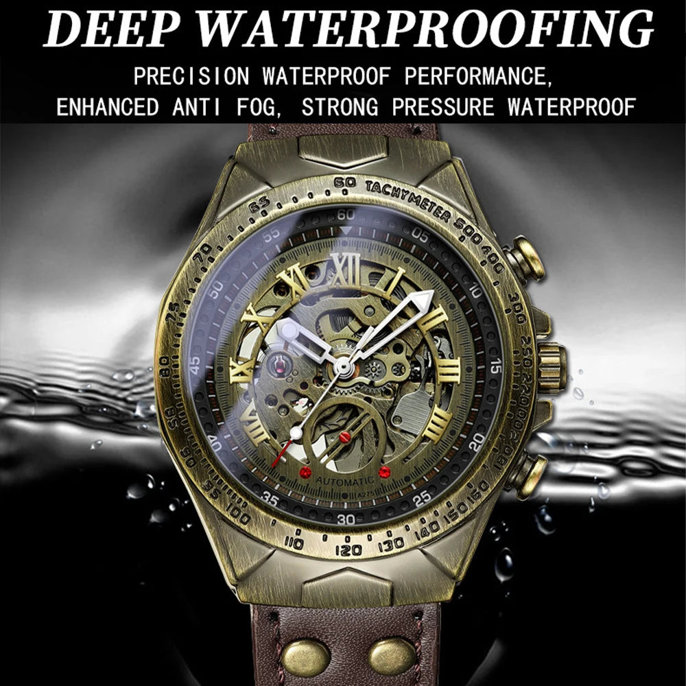 (Copy) BINBOND New Top Brand High-end Quality Retro Men's Fashion Casual Bronze Automatic Mechanical Watch Reloj Hombre Man Watch