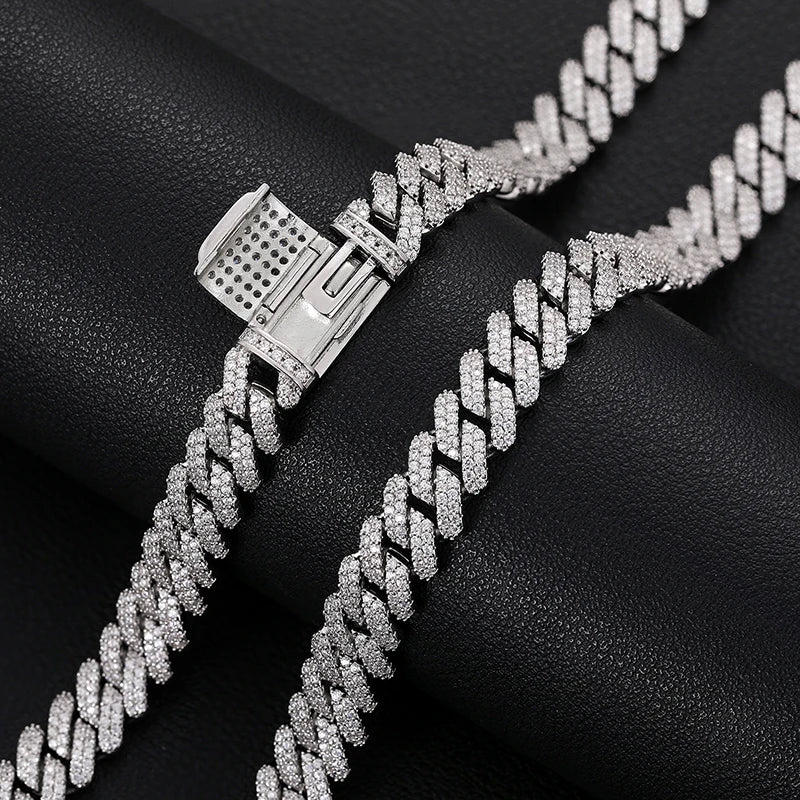 9mm Iced Out Miami Cuban Link Chain Men Jewelry D Color VVS Moissanite Certified Jewelry 925 Sterling Silver Necklace For Women