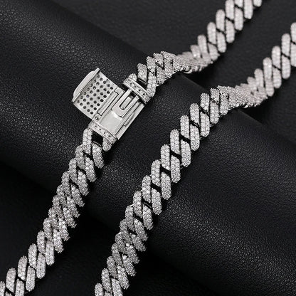 9mm Iced Out Miami Cuban Link Chain Men Jewelry D Color VVS Moissanite Certified Jewelry 925 Sterling Silver Necklace For Women