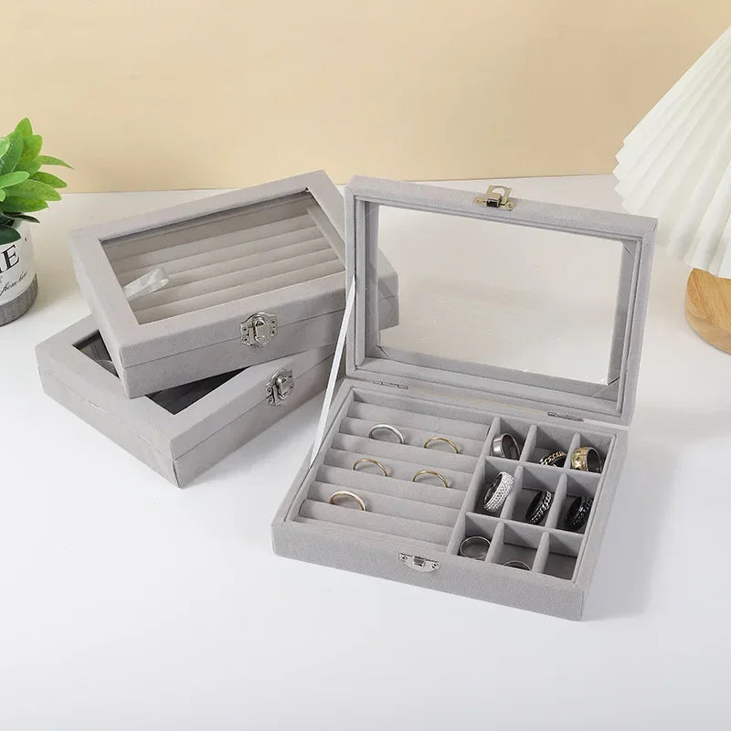 Jewelry Storage Box Earring Ring Necklace Organizers Storage Transparent Jewlery Holder Display Box for Jewelry  Classification