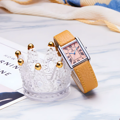 OGEDA Waterproof Couple Watches Casual Fashion Quartz Stainless Steel Leather Strap Square Dial Men's And Women's Lover Watch