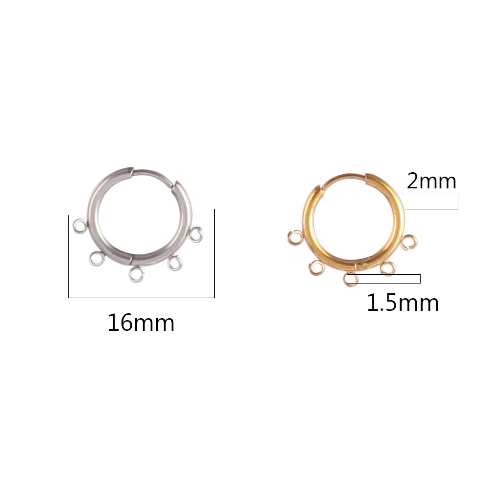 10pcs/Lot 316L Stainless Steel Hoop Earrings Findings Round Earrings Base For DIY Earrings Jewelry Making Supplies Accessories