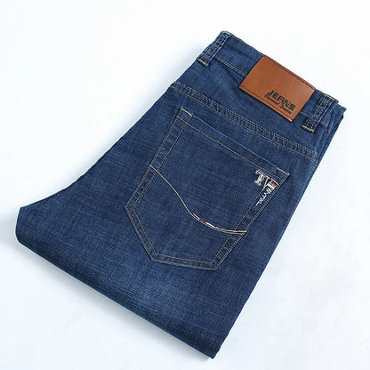 Plus Size 28-42 Men's Jeans Spring Summer Thin Business Classic Stretch Straight Denim Pants Male Brand Casual Loose Trousers