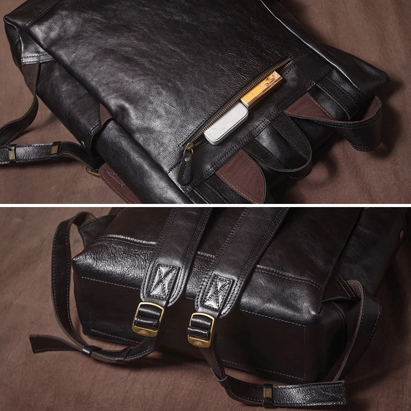 GURO High Quality Genuine Leather Backpack Men Weekend Retro Travel Bag Top Cowhide Luxury Laptop Bag Outdoor Tactical Backpacks