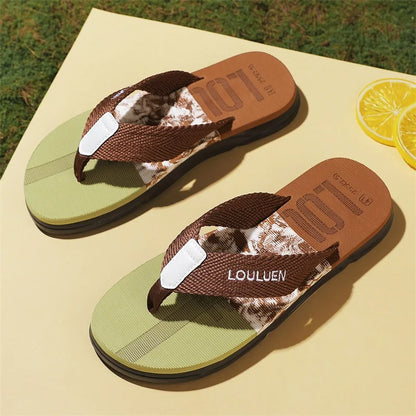 Men's slippers, flip flops, summer new style, men's fashionable color blocked open toed sandals, suitable for every season, suit