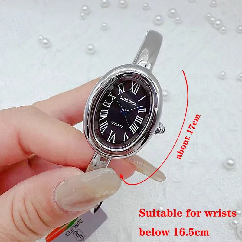 Famous Brand Women Watch Diamond Encrusted Oval Dial Quartz Wristwatch Luxury Gift Bracelet Watch Dropshipping Clock Reloj Mujer