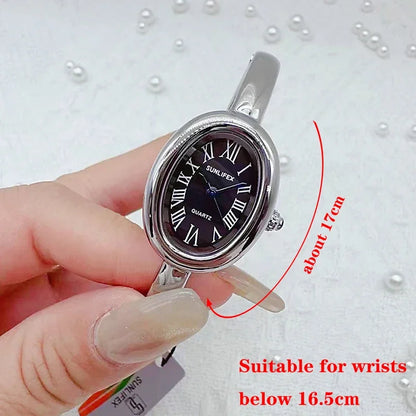 Famous Brand Women Watch Diamond Encrusted Oval Dial Quartz Wristwatch Luxury Gift Bracelet Watch Dropshipping Clock Reloj Mujer