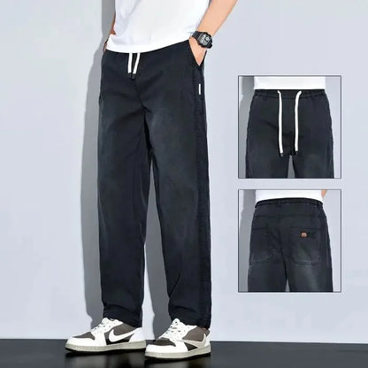 2025 New Ice Silk Thin Denim Jeans For Men Blue Straight Stretch Cotton Pants Business Casual Lightweight Trousers Spring Summer