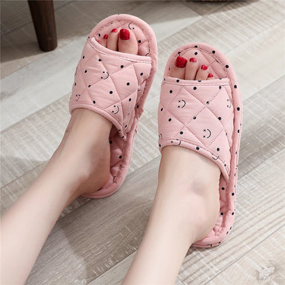 New Pure Cotton Indoor Home Slippers Anti-Slip Cloth Bot Silent for Wooden Floor Spring Summer Women's Slippers Home Comfort