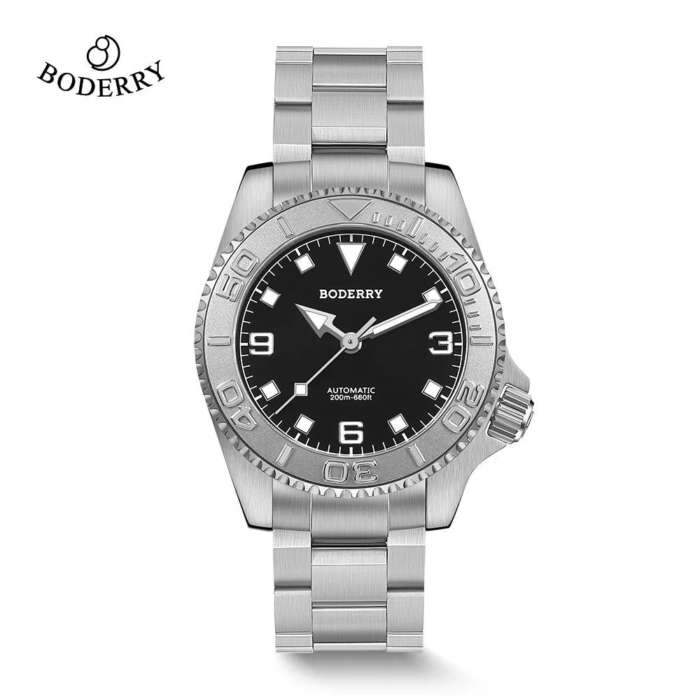 Boderry ADMIRAL Diver Watches 3-Hand No Date 200M Waterproof Titanium Automatic Mechanical Luxury Wristwatch For Men