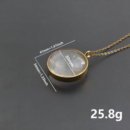 New Mix Size Round Living Memory Photo Locket Pendant Necklace Biconvex Glass Twist Stainless Steel Necklaces For Women Men Gift