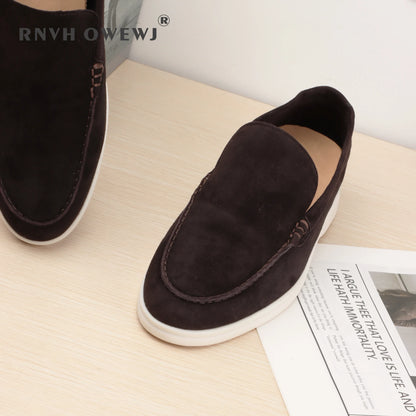 Suede Leather Men's Loafers Spring and Autumn Casual Soft Sole Shoes High Quality Cashmere Fashion Trends Flat Shoes