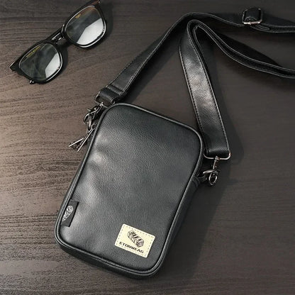 Men's Cross Shoulder Bag Small Crossbody Bags for Man 2025 Leather Fashion Sling Messenger Mobile Phone Bags Mini Male Handbag