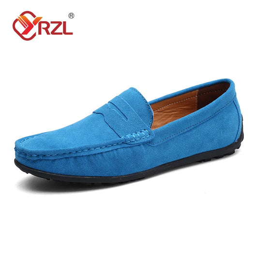 YRZL Men suede Loafers Breathable Driving Outdoor Casual Slip on Shoes for Man Lightweight Comfortable Non Slip Summer Men Shoes