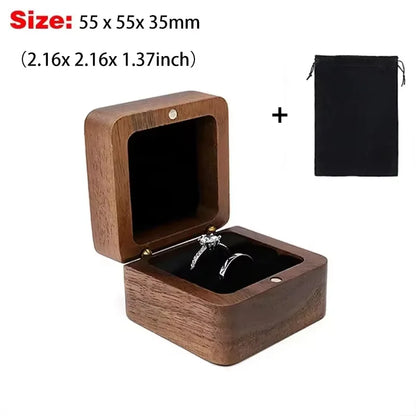Square Double Ring Box Free Custom Engraved Wooden Ring Box for Wedding Ceremony Proposal or Engagement Ring Box Anniversar Gift