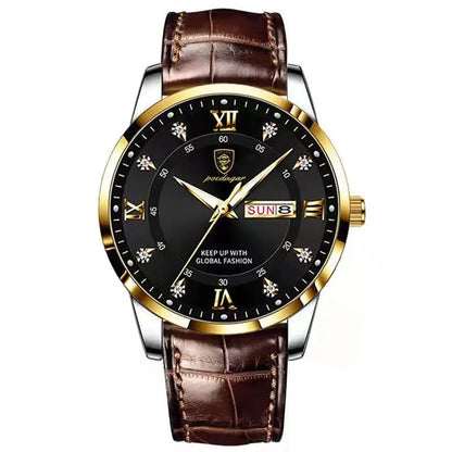 POEDAGAR Luxury Business Man Wristwatch Waterproof Luminous Leather Men's Quartz Watch High Quality Fashion Watches For Men Gift