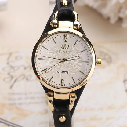Women Casual Watches Round Dial Rivet PU Leather Strap Wristwatch Ladies Analog Quartz Watch Gift Fashion Luxury Wrist Watch