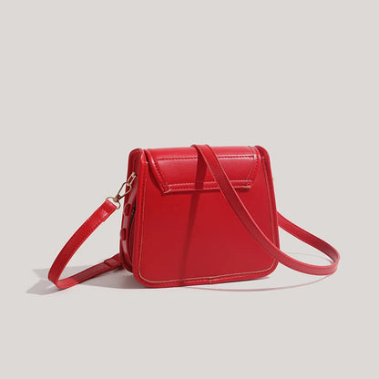 High Quality Retro Red PU Crossbody Bag 2024 Women's Light Luxury Magnetic Buckle Flap Underarm Bags Versatile Commuting Handbag