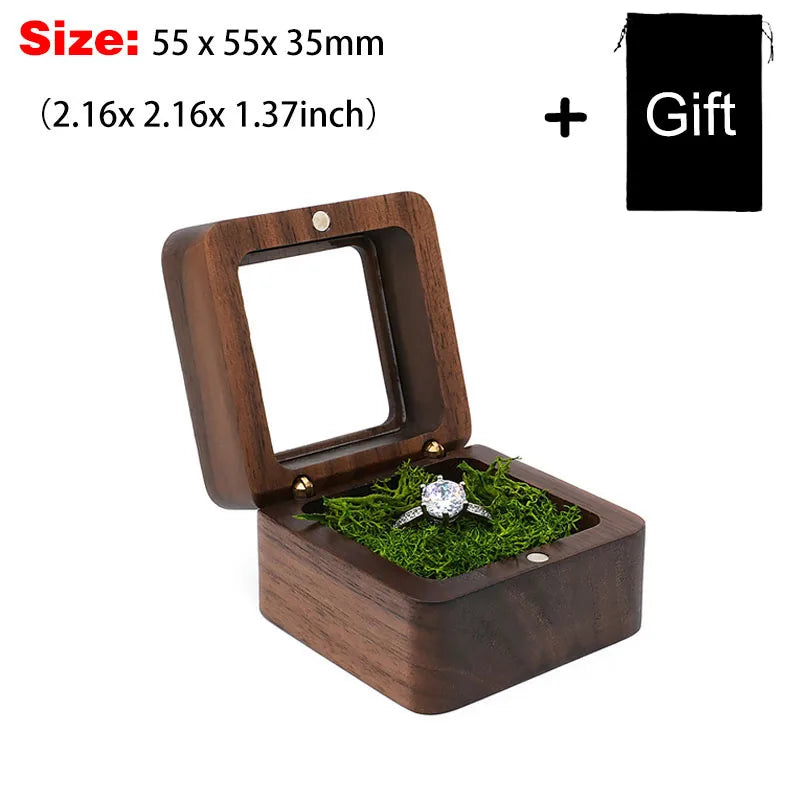 Square Double Ring Box Free Custom Engraved Wooden Ring Box for Wedding Ceremony Proposal or Engagement Ring Box Anniversar Gift