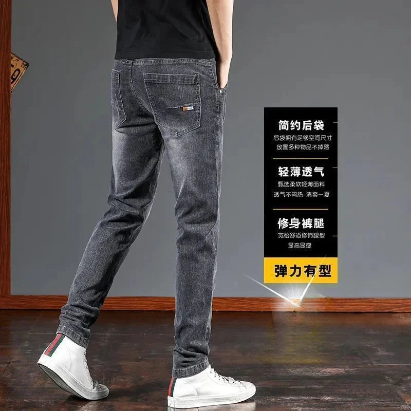 Fashion Men's Jeans Fashion Casual Slim Autumn Winter Fleece Kpop Denim Pants Plus Velvet Korean Luxury Clothing Classic Jeans