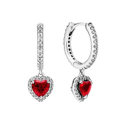 Hot selling 925 sterling silver sparkling red heart series set, light luxury jewelry set, DIY charming jewelry, birthday gift