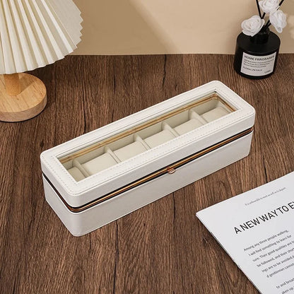 6-Box Checkered Watch Storage Case High-Grade Velvet Lining Waterproof Dustproof Anti-Fall Display Watch Box