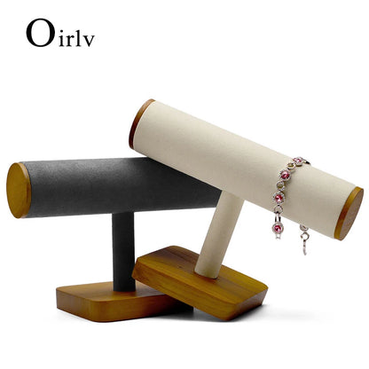 Oirlv Hot Wooden Hovering T-Bar Jewelry Display Stand Watches Bracelet Necklace Bangle Holder Jewelry Organization Holder Rack
