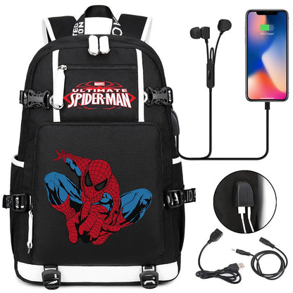 Superhero Spiderman School Backpack Travel Bags Large Waterproof Multifunction USB Charging Backpacks Travel Sport Duffel Bag