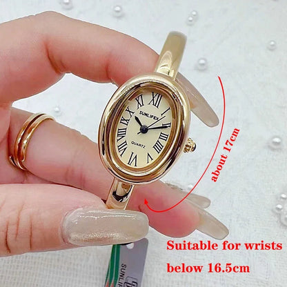 Famous Brand Women Watch Diamond Encrusted Oval Dial Quartz Wristwatch Luxury Gift Bracelet Watch Dropshipping Clock Reloj Mujer