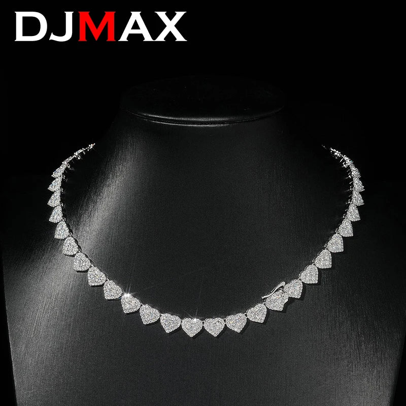 Unisex Moissanite Heart Tennis Chain For Women Original 925 Sterling Silver Gold Man Moissanite Bracelet Cuban Chain Hip hop