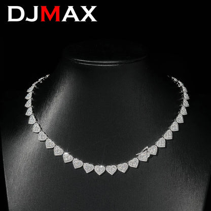 Unisex Moissanite Heart Tennis Chain For Women Original 925 Sterling Silver Gold Man Moissanite Bracelet Cuban Chain Hip hop