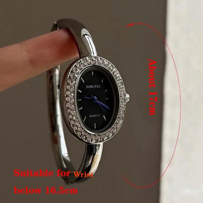 Famous Brand Women Watch Diamond Encrusted Oval Dial Quartz Wristwatch Luxury Gift Bracelet Watch Dropshipping Clock Reloj Mujer